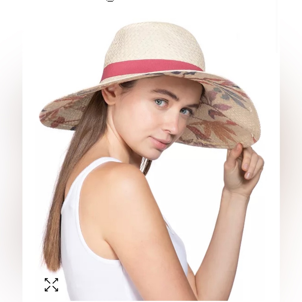 INC INTERNATIONAL CONCEPTS Painted-Print Floppy Hat White “ Free Shipping “